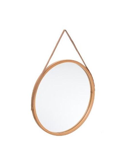 Miroir rond avec anse - Sicela - D 38 cm - Bambou - Marron