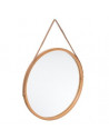 Miroir rond avec anse rt cadre en bambou - Beige - D 38 cm - Cirila