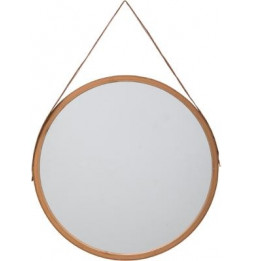 Miroir rond avec anse - Sicela - D 38 cm - Bambou - Marron