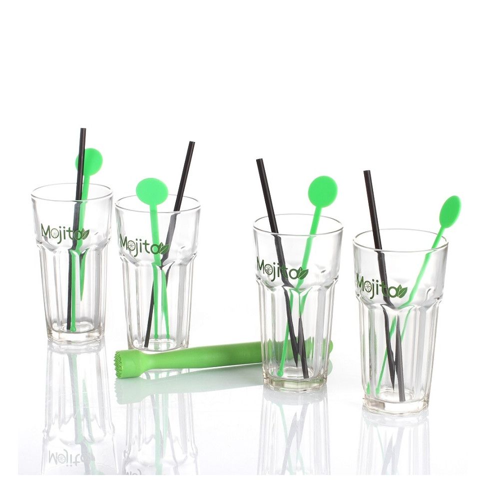 Coffret mojito 13 pièces - Set complet avec verres, pillon, pails, mélangeurs