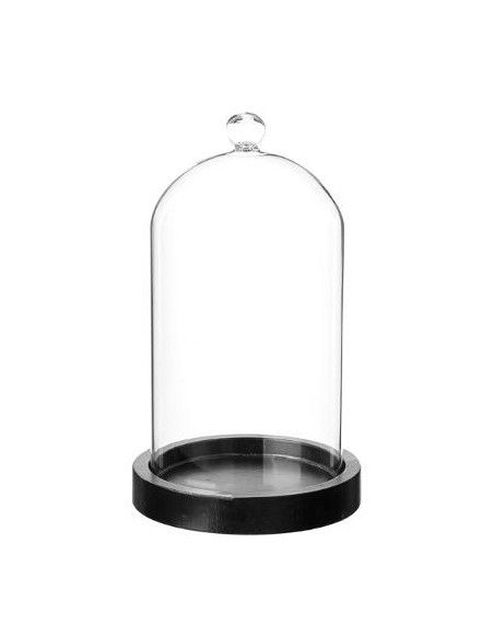 Cloche sous vide - Socle en bois - D 12 x H 19 cm