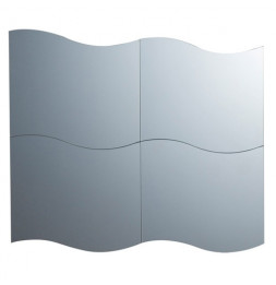 Lot de 4 miroirs adhésifs en forme de vague - 30 x 27 cm - Verre