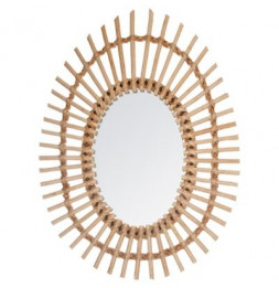 Miroir oval en rotin - 43 x 58 cm - Marron
