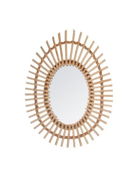 Miroir oval en rotin - 43 x 58 cm - Marron
