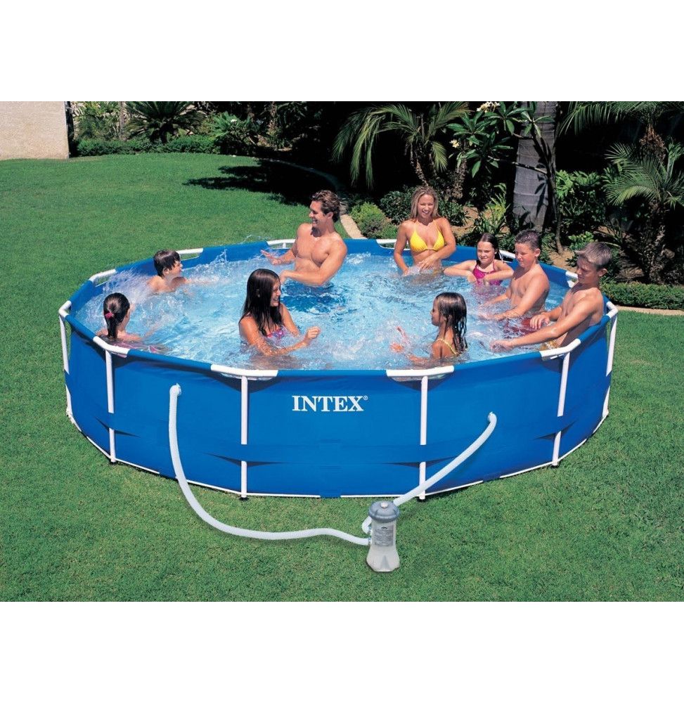 Kit piscine tubulaire 3m66 x H 0.76 cm en métal ronde - Epurateur à cartouches inclus -  Intex 