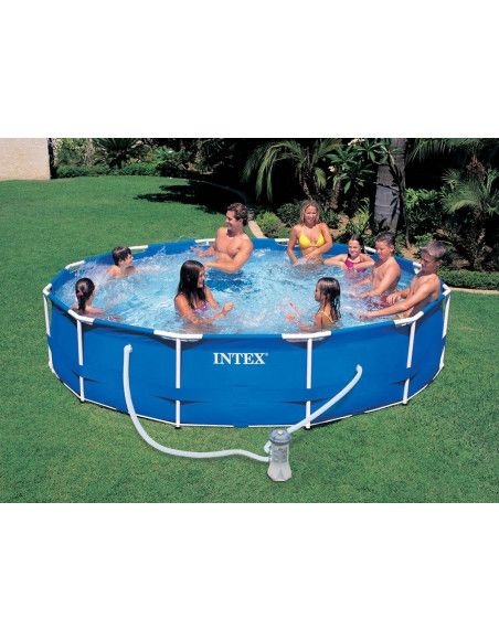 Kit piscine tubulaire 3m66 x H 0.76 cm en métal ronde - Epurateur à cartouches inclus -  Intex 