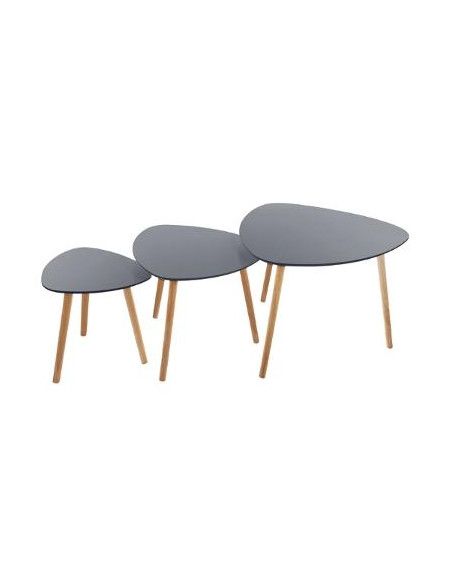 Lot de 3 tables à café - Mileo - Gris