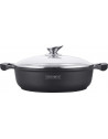 Sauteuse avec couvercle - Revêtement effet marbre - D 28 cm - Noir