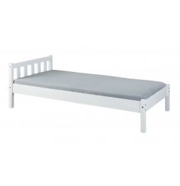 Lit simple Vilmar en pin massif - L 210 x l 98 x H 70 cm - Blanc