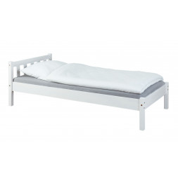 Lit simple Vilmar en pin massif - L 210 x l 98 x H 70 cm - Blanc