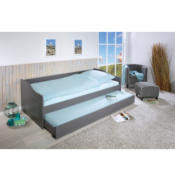 Lit banquette simple Malte avec tiroir lit - L 208 x l 97 x H 62 cm - Gris