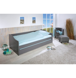 Lit banquette simple Malte avec tiroir lit - L 208 x l 97 x H 62 cm - Gris