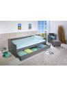 Lit banquette simple Malte avec tiroir lit - L 208 x l 97 x H 62 cm - Gris