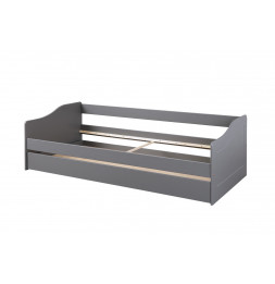 Lit banquette simple Malte avec tiroir lit - L 208 x l 97 x H 62 cm - Gris