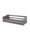 Lit banquette simple Malte avec tiroir lit - L 208 x l 97 x H 62 cm - Gris