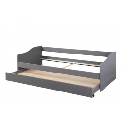 Lit banquette simple Malte avec tiroir lit - L 208 x l 97 x H 62 cm - Gris