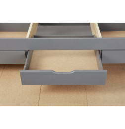 Lit simple à tiroirs Malte - 3 tiroirs de rangement et un tiroir lit - L 205 x l 98 x H 63 cm - Gris