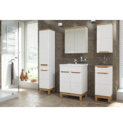 Armoire de salle de bain Bali White - 60 x 20 x 70 cm - Rangement haut mural avec miroir