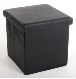 Pouf carré noir - Coffre de rangement pliable