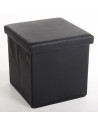 Pouf carré noir - Coffre de rangement pliable