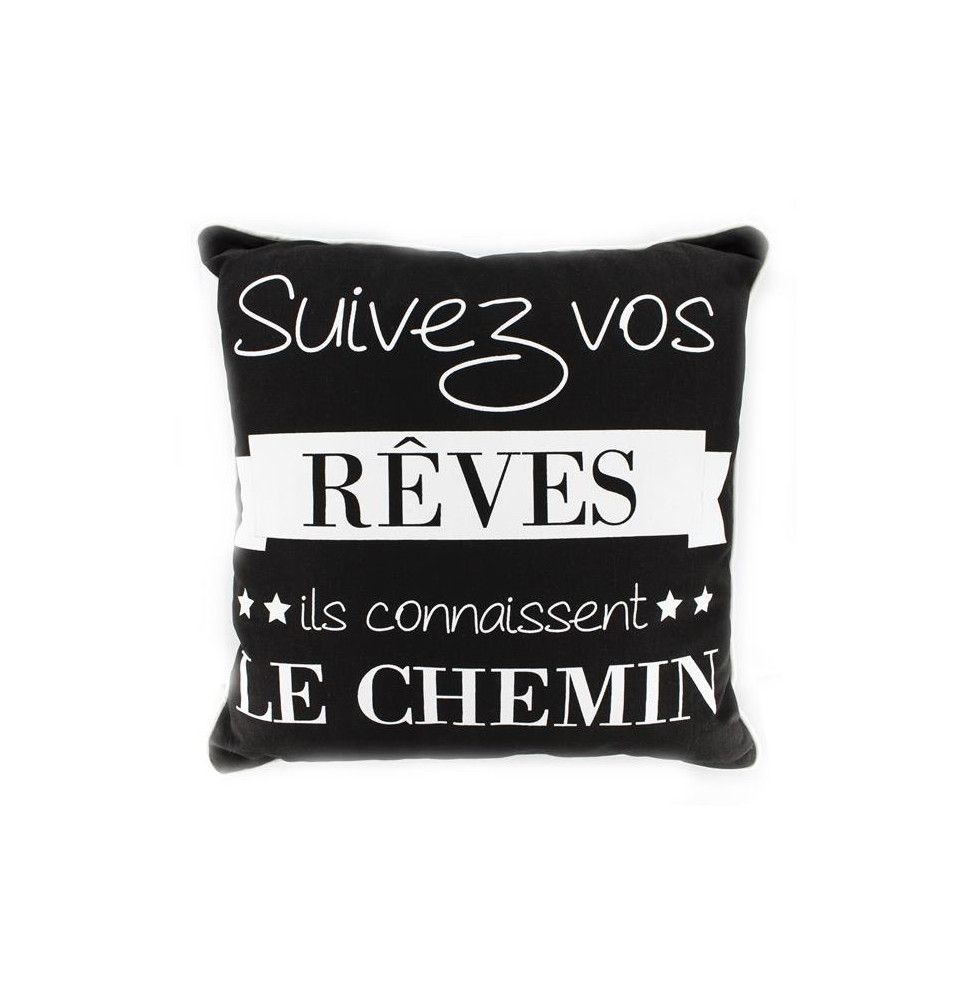 Coussin avec citation - 40 x 40 cm - Suivez vos rêves