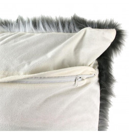 Coussin avec fausse fourrure - Tie and Die - 45 x 45 cm - Gris