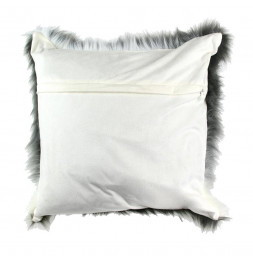 Coussin avec fausse fourrure - Tie and Die - 45 x 45 cm - Gris