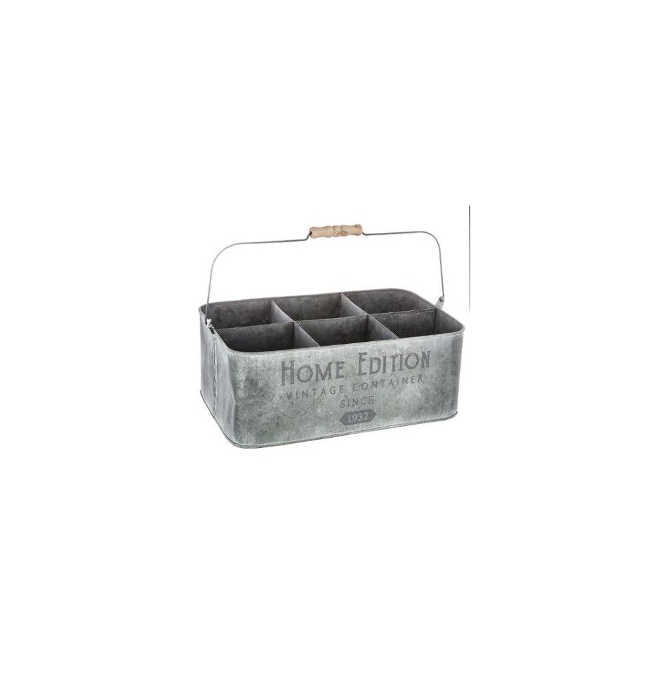 Porte plantes six emplacements vintage - L 36,5 x l 24 x H 14 cm - Gris