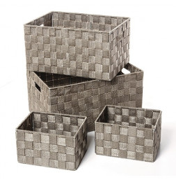 Paniers de rangement - Taupe - Lot de 4 corbeilles de rangement