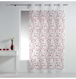 Panneaux à oeillets brodé Petite fleur - L 240 x l 140 cm - Rouge