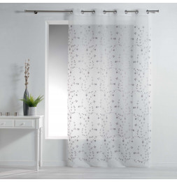 Panneaux à oeillets brodé Petite fleur - L 240 x l 140 cm - Gris