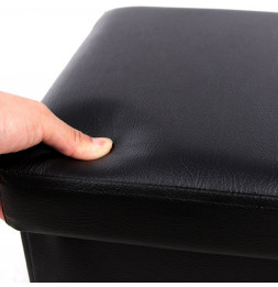 Pouf carré noir - Coffre de rangement pliable