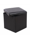 Pouf carré noir - Coffre de rangement pliable