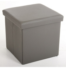 Pouf carré gris - Coffre de rangement pliable