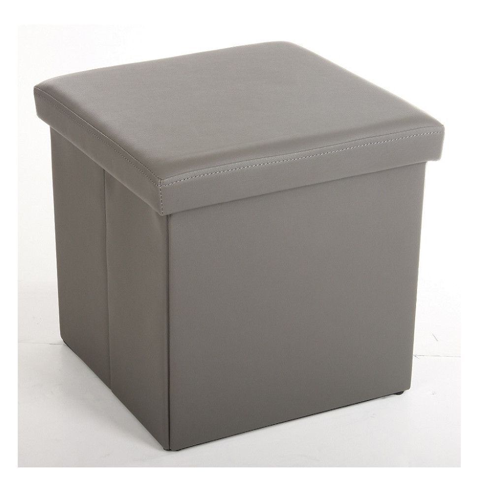 Pouf carré gris - Coffre de rangement pliable