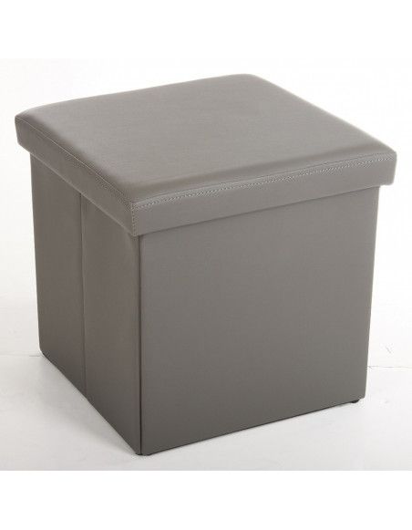 Pouf carré gris - Coffre de rangement pliable