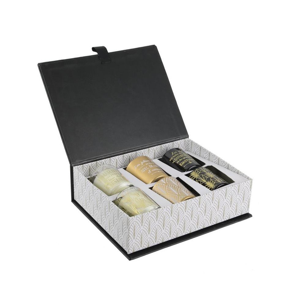 Coffret de 6 bougies - Senteur vanille - Noir