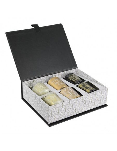 Coffret de 6 bougies - Senteur vanille - Noir