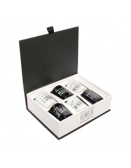 Coffret bougies - Jours de la semaine - 6 bougies - Noir et blanc