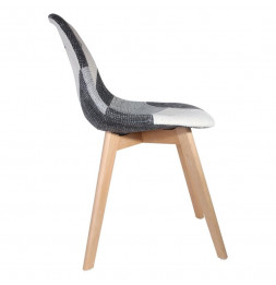 Chaise Patchwork Noir et Blanc | H 85 x P 54 x L 46,50 cm | Pieds en bois brut | Design Scandinave