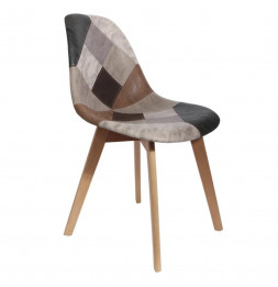 Chaise design - Effet cuir - Patchwork