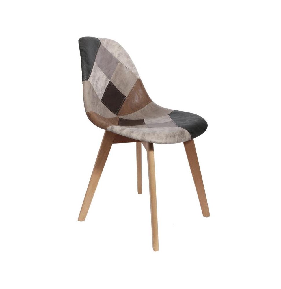 Chaise design - Effet cuir - Patchwork