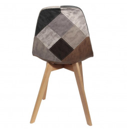 Chaise design - Effet cuir - Patchwork