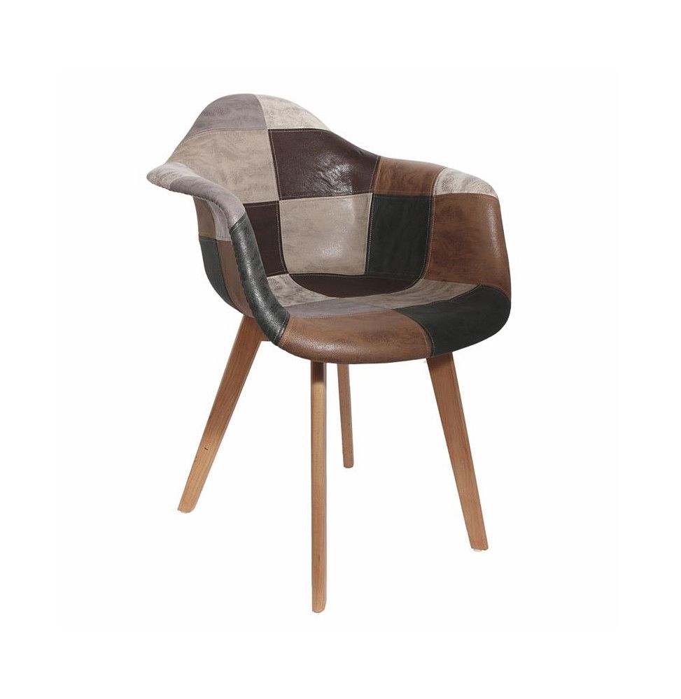 Fauteuil design - Effet cuir - Patchwork