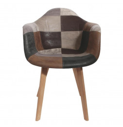 Fauteuil design - Effet cuir - Patchwork