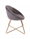 Fauteuil imitation velours - Karl - Pied doré - Gris