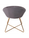 Fauteuil imitation velours - Karl - Pied doré - Gris