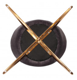Fauteuil imitation velours - Karl - Pied doré - Gris