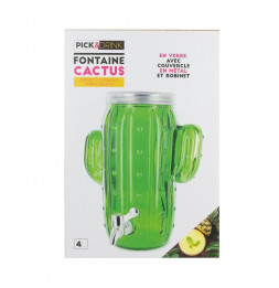 Fontaine à boisson 4 L- Design cactus - Verre - Vert