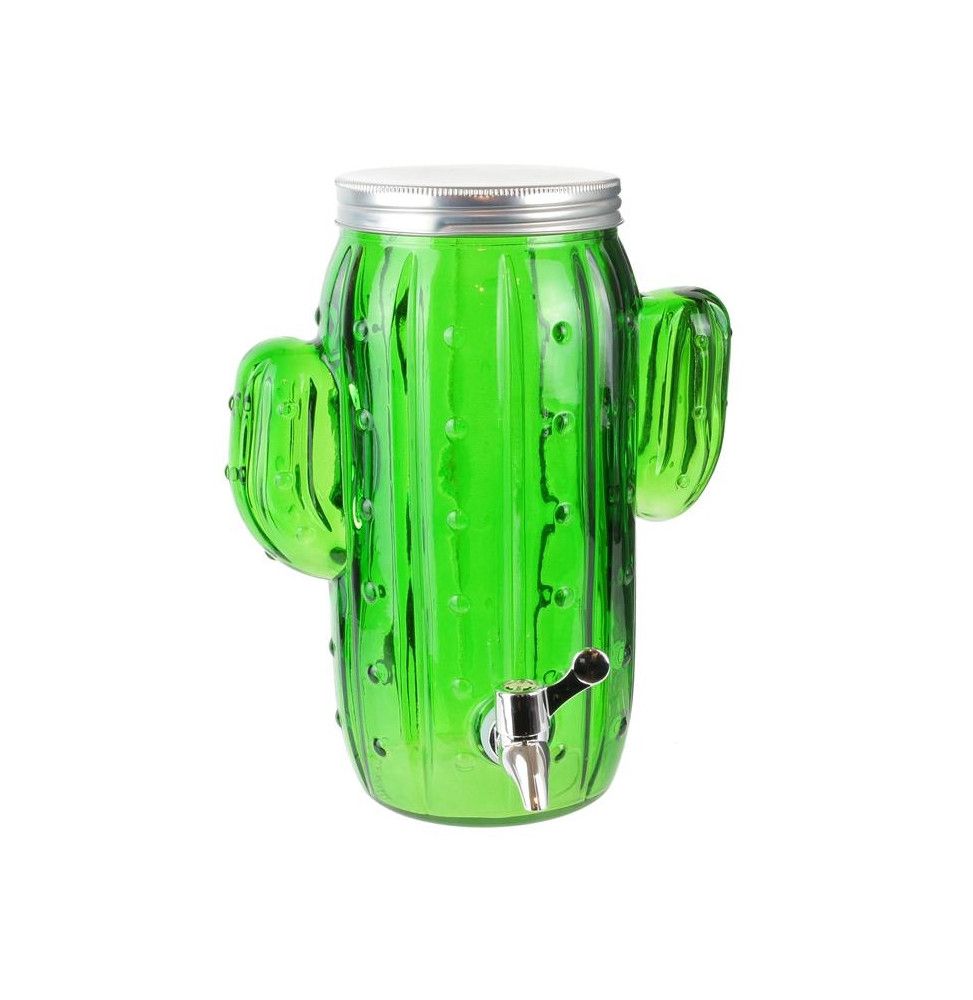 Fontaine à boisson 4 L- Design cactus - Verre - Vert